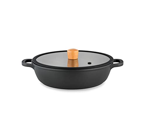 SENSARTE 両手鍋 卓上鍋 すき焼き鍋 28cm IH対応 ガス対応 一品万能 煮る 焼く 炒める 揚げる 焦げ付きにくい お手入れ簡単 ガラス蓋付 しゃぶしゃぶ カレー おでん 1枚目 画像