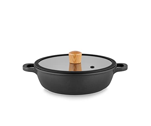 SENSARTE 両手鍋 卓上鍋 すき焼き鍋 24cm IH対応 ガス対応 一品万能 煮る 焼く 炒める 揚げる 焦げ付きにくい お手入れ簡単 ガラス蓋付 しゃぶしゃぶ カレー おでん 1枚目 画像