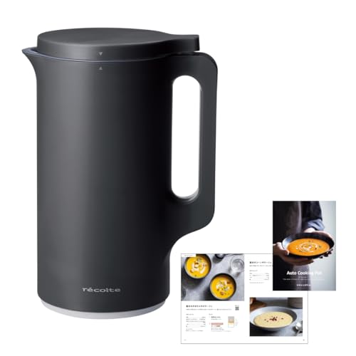 ［日本正規品］recolte レコルト 自動調理ポット スープメーカー 大容量 約600ml 30レシピ 豆乳メーカー 全自動 ポタージュ 洗いやすい 多機能 レシピ本付き 離乳食 おかゆ 加熱式 ナチュラルブラック RSY-2(BK) 1枚目 画像