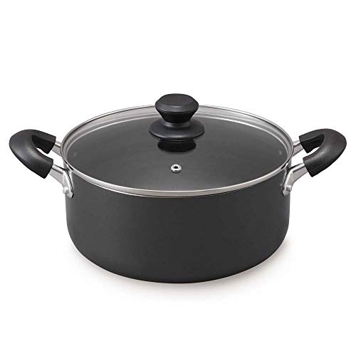 アイリスオーヤマ 両手鍋 24㎝ 鍋 蓋つき ガス火/IH対応 ガラス蓋付き ダイヤモンドコート 長持ち こびりつきにくい お手入れ簡単 ブラック DIS-P24 1枚目 画像