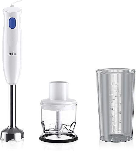 ブラウン ハンドブレンダーマルチクイック1 MQ10201MWH 軽量 コンパクト 離乳食 下ごしらえ スムージー スープ つぶす 混ぜる きざむ みじん切り 簡単操作 時短 1台3役 300W ギフト プレゼント お手入れ簡単 食洗機 ドイツ設計 ブラウン ハンドブレンダーマルチクイック1 MQ10201MWH 実物画像・外観写真