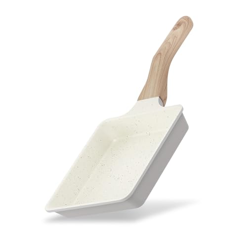 アイリスオーヤマ ナチュかる フライパン エッグパン IH/ガス火対応 軽量 食材がくっつきにくいフッ素コーティング 内側は上品なマーブル模様 玉子焼き器 白 NTL-EGPG パールグレー×アイボリー アイリスオーヤマ ナチュかる フライパン エッグパン 実物画像・外観写真