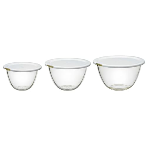 HARIO(ハリオ) レンジフタ付き 耐熱ガラス製 ボウル 3個セット 900ml 1500ml 2200ml BUONO kitchen マルチ ボール クリア 日本製 MXPF-4904-W HARIO レンジフタ付き 耐熱ガラス製 ボウル 3個セット 実物画像・外観写真