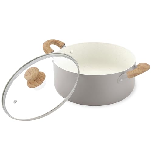 アイリスオーヤマ ナチュかる 両手なべ 24cm IH/ガス火対応 鍋 軽量 食材がくっつきにくいフッ素コーティング 内側は上品なマーブル模様 NTL-P24 パールグレー×アイボリー アイリスオーヤマ ナチュかる 両手なべ 24cm 実物画像・外観写真