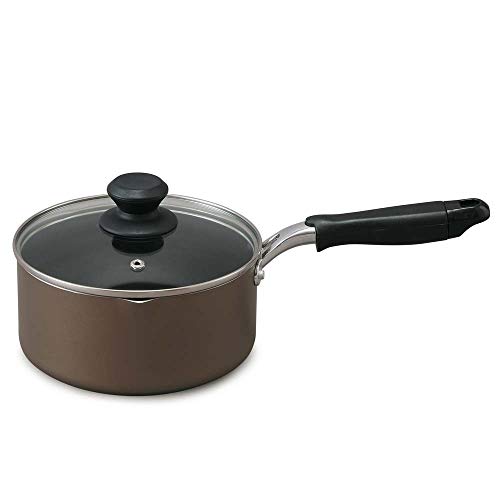 アイリスオーヤマ 片手鍋 18㎝ 鍋 蓋つき ガス火/IH対応 ガラス蓋付き ダイヤモンドコート 長持ち こびりつきにくい お手入れ簡単 ブラウン DIS-P18 アイリスオーヤマ 片手鍋 18cm 選び方 実物画像・外観写真