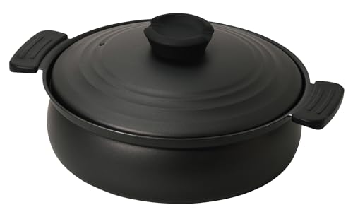パール金属 軽量 土鍋風卓上鍋 24cm IH対応 ふっ素加工 ブラック HC-465 1枚目 画像