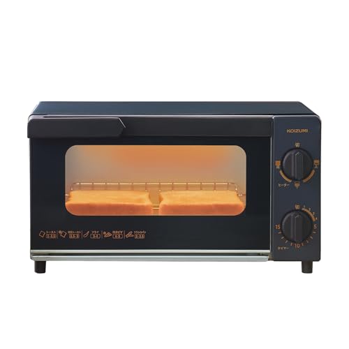 コイズミ オーブントースター 2枚焼き タイマー15分 温度調節3段階 トレー付き お手入れカンタン 1000W ブラック KOS-1032/K コイズミ オーブントースター 2枚焼き タイマー15分 温度調節3段階 実物画像・外観写真