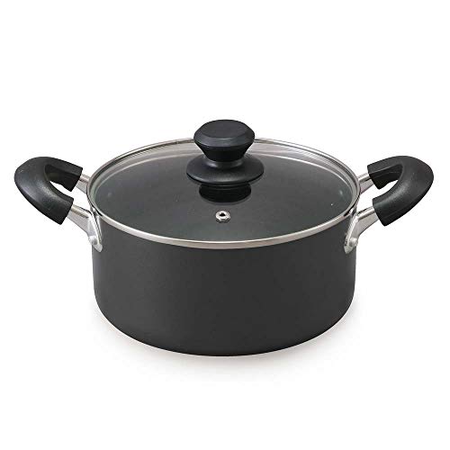 アイリスオーヤマ 両手鍋 20㎝ 鍋 蓋つき ガス火/IH対応 ガラス蓋付き ダイヤモンドコート 長持ち こびりつきにくい お手入れ簡単 ブラック DIS-P20 アイリスオーヤマ 両手鍋 20㎝ 実物画像・外観写真