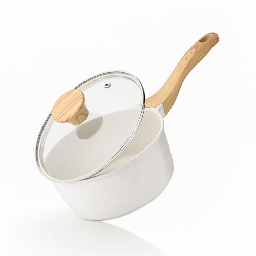 SENSARTE 片手鍋20cm IH/ガス対応 味噌汁 鍋 ソースパン 焦げ付かない ーブルコーティング 洗いやすい 高熱効率 離乳食 有害物質不使用 一年保証 ホワイト SENSARTE 片手鍋20cm 選び方 実物画像・外観写真