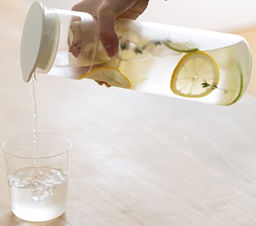 HARIO(ハリオ) 冷水筒 耐熱ガラス製 フリー ポット・ホールド 1000ml ホワイト 日本製 麦茶 ボトル お茶 冷蔵庫 6FP-10-W 中間 画像