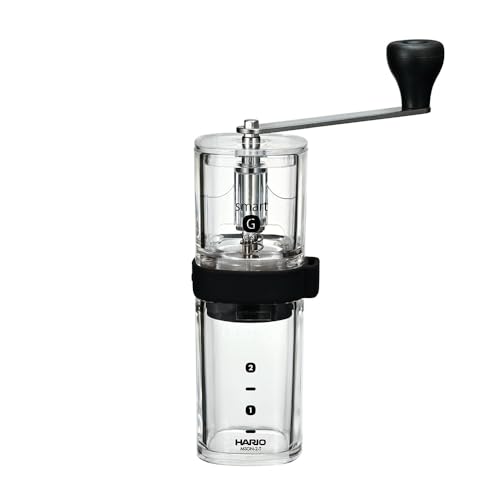 HARIO(ハリオ) コーヒーミル・スマートG セラミック臼 透明 クリア コーヒー豆 24g 2杯用 MSGN-2-T 手挽きコーヒーミル おすすめ 実物画像・外観写真