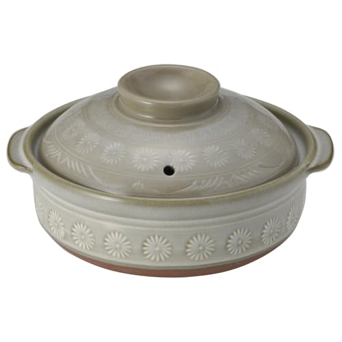 【正規品】 萬古焼 銀峯 土鍋 (深鍋) 7号 1-2人用 花三島 直火対応 保温性 日本製 21071 萬古焼 銀峯 土鍋 7号 選び方 実物画像・外観写真