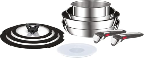 【オンライン限定】ティファール 取っ手のとれる 鍋 フライパンセット 10点セット IH ガス火対応 専用取っ手2本付き PFOAなどの有害物質不使用 「インジニオ・ネオ IHステンレス ブリエ・アンリミテッド」 こびりつきにくさ長持ち ステンレス L97093 ティファール 取っ手のとれる 鍋 フライパンセット 選び方 実物画像・外観写真