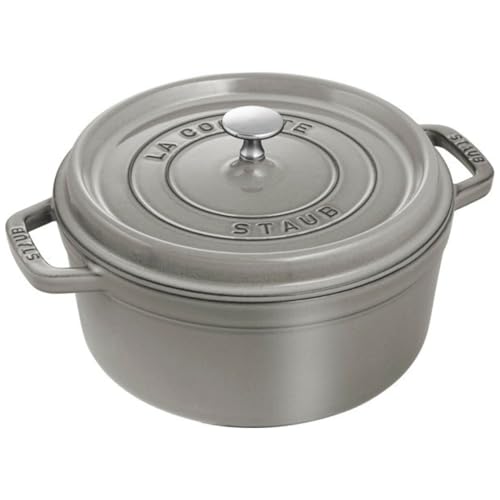 ストウブ(Staub) 「 ピコ ココット ラウンド グレー 24cm 」 大きい 両手 鋳物 ホーロー 鍋 IH対応 【シリアルナンバー付き日本正規販売品】 La Cocotte Round 40500-246 1枚目 画像