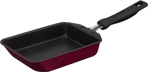 サーモス デュラブルシリーズ 玉子焼きフライパン 13cm レッド ガス火・IH対応 焦げつきにくい 耐久性コーティング PFOA PFOS不使用 KFM-013E R 玉子焼きフライパン 選び方 ガス火 IH対応 実物画像・外観写真