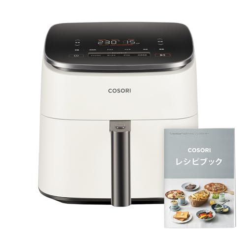 COSORI ノンフライヤー 6L大容量 家庭用 エアフライヤー DCモーター 高速 最高温230℃ タイマーair fryer 発酵 コソリ 揚げ物 ポテト 専用レシピ付き ホワイト CAF-DC601-WJP COSORI ノンフライヤー 6L大容量 実物画像・外観写真