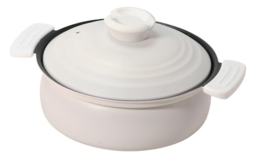 パール金属 軽量 土鍋風卓上鍋 18cm IH対応 ふっ素加工 ホワイト HC-459 土鍋風卓上鍋 IH対応 選び方 実物画像・外観写真