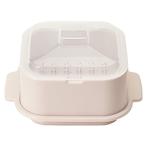 アンドエヌイー(&NE) クッキングスチーマー recopo ピンク 幅18.3cm×奥行15.3cm×高さ10.6cm 蒸し器 日本製 電子レンジ 食洗機 対応 抗菌加工 耐熱 簡単 蒸し料理 角型 小型 一人用 NSS-234-PK アンドエヌイー クッキングスチーマー recopo 実物画像・外観写真