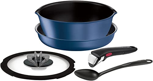 【オンライン限定】 ティファール 取っ手のとれる 鍋 フライパンセット 5点セット IH ガス火対応 炒めるのに便利なスプーン付き PFOAなどの有害物質不使用 「インジニオ･ネオ IHブルーマーキーズ･アンリミテッド」 こびりつきにくさ長持ち ブルー L77995 ティファール 取っ手のとれる 鍋 フライパンセット 5点セット 実物画像・外観写真