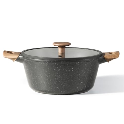 CAROTE カローテ 両手鍋 24cm IH&ガス火対応 卓上鍋 PFOAなどの有害物質不使用 5層構造 マーブルコーティング くっつきにくく手入れ簡単 煮物 カレー シチュー 強化ガラス蓋付き 一人暮らし１年保証 Cosy Blackシリーズ 黒 ブラック CAROTE カローテ 両手鍋 選び方 実物画像・外観写真