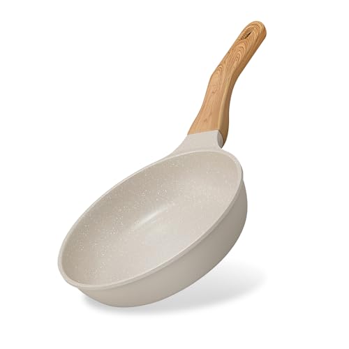 アイリスオーヤマ フライパン 20cm IH・ガス火両用 ナチュかるフライパン 軽量 食材がくっつきにくいフッ素コーティング 内側は上品なマーブル模様 SNS映えフライパン グレイッシュモカ NTL-F20MO アイリスオーヤマ フライパン 20cm 実物画像・外観写真