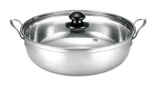 カクセー(Kakusee) 卓上鍋 ちゃんこ鍋 26cm 4~6名用 両手鍋 ガスコンロ HI対応 軽量 ガラス蓋 ステンレス製 サビにくい 四季彩 しきさい FSC-07 シルバー 卓上鍋 ちゃんこ鍋 選び方 実物画像・外観写真