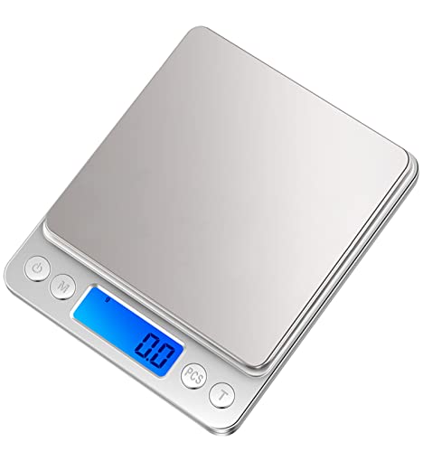 【Amazon限定ブランド】Imtykee デジタルスケール キッチンスケール 0.1g単位 電子スケール クッキングスケール 精密電子はかり 計量器 電子天秤 0.5gから3.0kgまで コンパクト 計量可能風袋引き機能 オートオフ機能 多用途超小型 シルバー Imtykee デジタルスケール 実物画像・外観写真