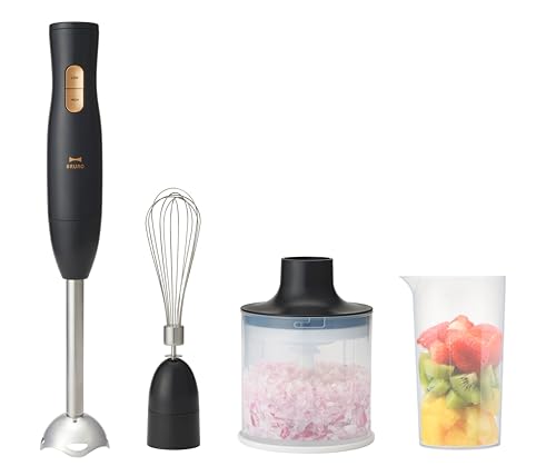 BRUNO ブルーノ マルチスティックブレンダー 1台5役 (混ぜる つぶす 刻む 砕く 泡立てる) ハンドミキサー ハンドブレンダー ブレンダー フードミキサー フードプロセッサー 氷も砕ける 氷対応 ブラック 黒 BOE140-CBK BRUNO ブルーノ マルチスティックブレンダー 使い方 実物画像・外観写真