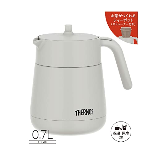 サーモス 真空断熱ティーポット ストレーナー付き 700ml ライトグレー TTE-700 LGY 中間 画像