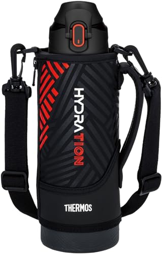 サーモス 水筒 真空断熱スポーツボトル 1L ブラックオレンジ 保冷専用 子供用 ポーチ付き 肩に優しいストラップ FJS-1000F BKOR サーモス 水筒 真空断熱スポーツボトル 1L ブラックオレンジ 実物画像・外観写真