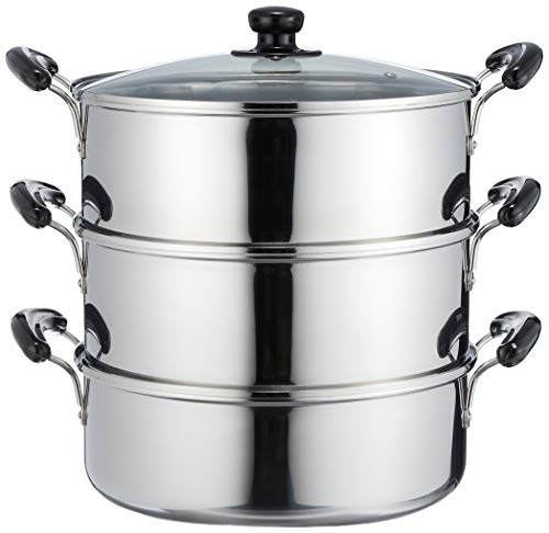 パール金属(PEARL METAL) ワコートレーディング だんらん ステンレス製 ガラス 蓋 付3段 蒸し器 30cm(目皿付) H-4693 最後 画像