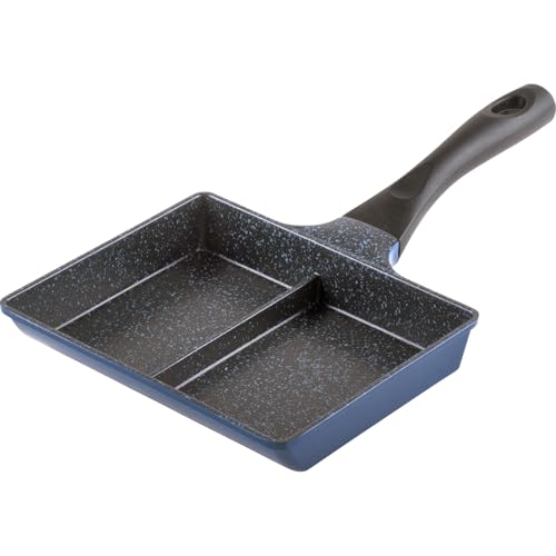 和平フレイズ お弁当 2品同時に調理 仕切りフライパン 15×19cm 2面フライパン IH対応 ガス 時短 PFOAフリー ふっ素樹脂加工 ひるもぐ RB-1296 和平フレイズ お弁当 2品同時に調理 仕切りフライパン 実物画像・外観写真