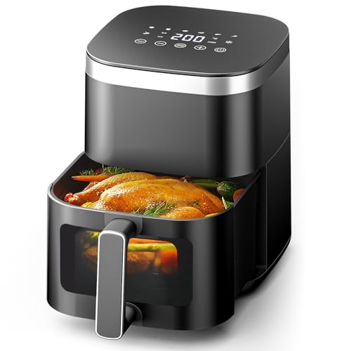 Wallfire ノンフライヤー 4.5L大容量 電気フライヤー ノンオイル 揚げ物 惣菜 1-5人 エアーフライヤー LEDディスプレイ タッチパネル タイマー 温度調整 日本語説明書 日本語レシピ付き PSE認証済 黒色 Wallfire ノンフライヤー 4.5L 大容量 選び方 実物画像・外観写真