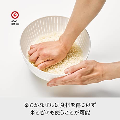 ライクイット ( like-it ) ざる ボウル 樹脂製 Colander&Bowl 米とぎにも使える ザルとボール Ф22.7×高10.4cm ボウル:Ф23.7×高10.7cm グレー 日本製 水切り 湯切り可能 3.2L 最後 画像