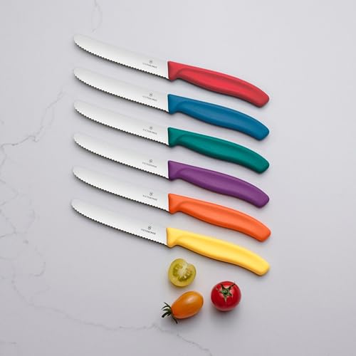 VICTORINOX(ビクトリノックス) ペティナイフ 食洗機対応 細かい波刃が食材を確実に捉える イエロー トマト&テーブルナイフ スイスクラシック 6.7838.C1-X1 中間 画像