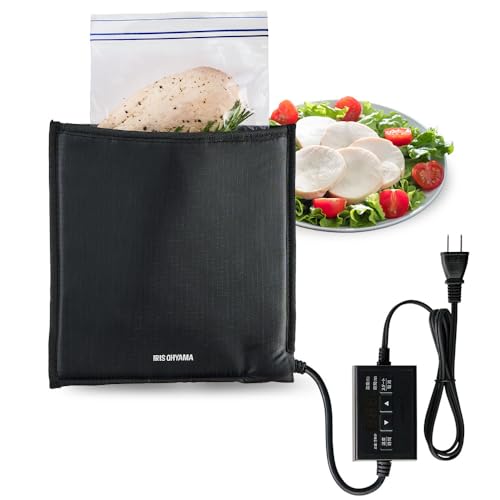 【Amazon.co.jp限定】アイリスオーヤマ 低温調理器 袋型 ポケットシェフ 火も水も鍋もいらない 袋に入れるだけ 薄型フィルムヒーター 三層構造加熱 タッチパネル タイマー お手入れ簡単 タイパ 時短 コンパクト PocketChef PLTC-M01AZ-B ブラック 1枚目 画像