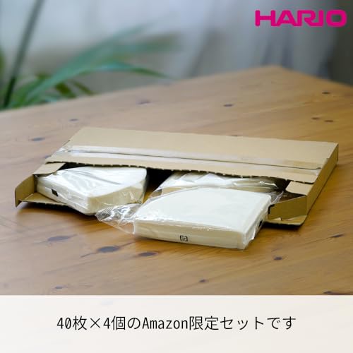 【Amazon.co.jp 限定】HARIO(ハリオ) V60 コーヒーフィルター 1~4杯用 160枚入り 40枚×4個セット Amazonオリジナルセット 日本製 FSC認証製品 ペーパー 02 W ホワイト VCF-02-40W-4S-AZ＋ 中間 画像
