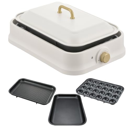 オーム(OHM) ホットプレート ３枚セット(平面プレート/たこ焼きプレート/焼肉(ディンプル)プレート) コンパクト オーム電機 COK-PYH100AZ 08-1706 最後 画像