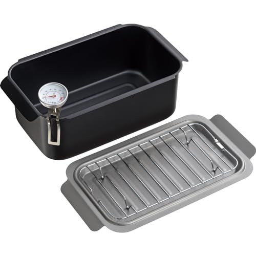 和平フレイズ アミ 温度計付 ワイド 揚げ鍋 20×14cm IH対応 ガス 天ぷら鍋 お弁当 少量 四角い ポコフリット RB-2927 温度計付き揚げ鍋 IH対応 選び方 実物画像・外観写真