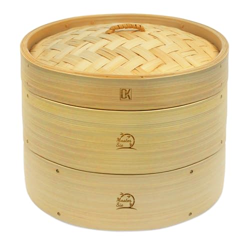 【料理研究家監修】深型 手作り 竹セイロ セイロ専用用紙50枚付 本体2個・蓋1個セット 蒸篭 業務用 せいろ蒸し器 (竹セイロ直径約21cm) 竹蒸篭 選び方 実物画像・外観写真