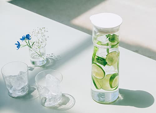 HARIO(ハリオ) 冷水筒 耐熱ガラス製 フリー ポット・ホールド 1000ml ホワイト 日本製 麦茶 ボトル お茶 冷蔵庫 6FP-10-W 中間 画像