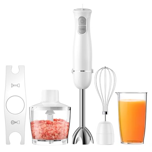 Turelar ハンドブレンダー 離乳食 電動 ハンドミキサー 15000回/分 マルチスティック 氷も砕ける フードプロセッサー 泡立て器 スリム コンパクト フードミキサー ハンディミキサー アタッチメント 1台5役 ホワイト Turelar ハンドブレンダー 離乳食 実物画像・外観写真