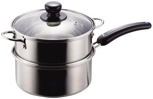 パール金属 NEWだんらん ステンレス製 ガラス蓋付片手2段蒸し器 18cm H-5874 片手蒸し器 選び方 実物画像・外観写真