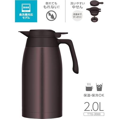 【食洗機対応モデル】 サーモス ステンレスポット 2.0L ブラウン 保温ポット 卓上ポット 保温保冷 広口設計 TTG-2000 BW 最後 画像