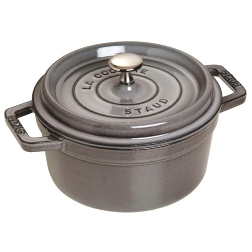 【最大30日間お試し対象】 ストウブ(Staub) 「 ピコ ココット ラウンド グレー 22cm 」 両手 鋳物 ホーロー 鍋 IH対応 【シリアルナンバー付き日本正規販売品】 La Cocotte Round 40509-307 ストウブ ピコ ココット ラウンド グレー 22cm 実物画像・外観写真