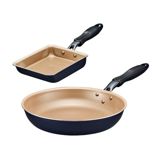 エバークック フライパンセット 2点セット(28㎝フライパン 卵焼き) ガス火専用 軽量 【500日保証】こげつきにくいフライパン PFOA PFOS フリー ネイビー ドウシシャ 1枚目 画像