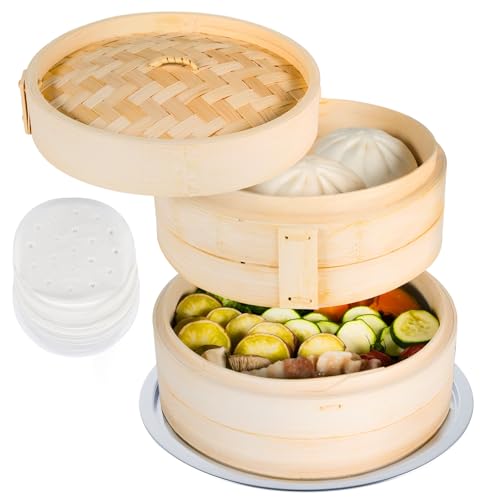 【買い足し不要ですぐに始められる】 atRise せいろ蒸し器 フルセット [蒸し板/ 蒸しシート50枚/調整輪] 蒸篭 ふっくら蒸し料理 ヘルシー調理 (24cm蒸し板付き) せいろ蒸し器 フルセット 選び方 実物画像・外観写真