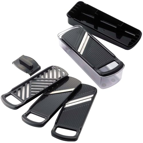 下村企販 [スゴ切れ] 4種の下ごしらえができる スライサーセット 【日本製】 時短調理 コンパクト収納 スライス/千切り/ツマ切り/おろし 安全ホルダー付き 専用ケース 野菜調理器 下ごしらえ ブラック 燕三条 43881 下村企販 スゴ切れ スライサーセット 評判 実物画像・外観写真