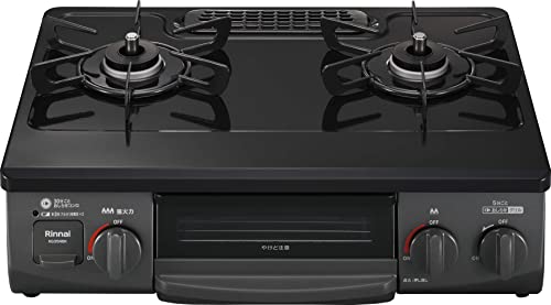 リンナイ ガステーブル ガスコンロ プロパンガスLPG用 幅約56cm 片面焼きグリル 左強火力 KG35NBKL/LP ブラック リンナイ ガステーブル プロパンガス 選び方 実物画像・外観写真