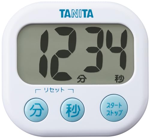 タニタ tanita キッチン 勉強 学習 タイマー 大画面 大音量 100分 マグネット スタンド付き ホワイト でか見えタイマー TD-384 WH タニタ タイマー 使い方 実物画像・外観写真